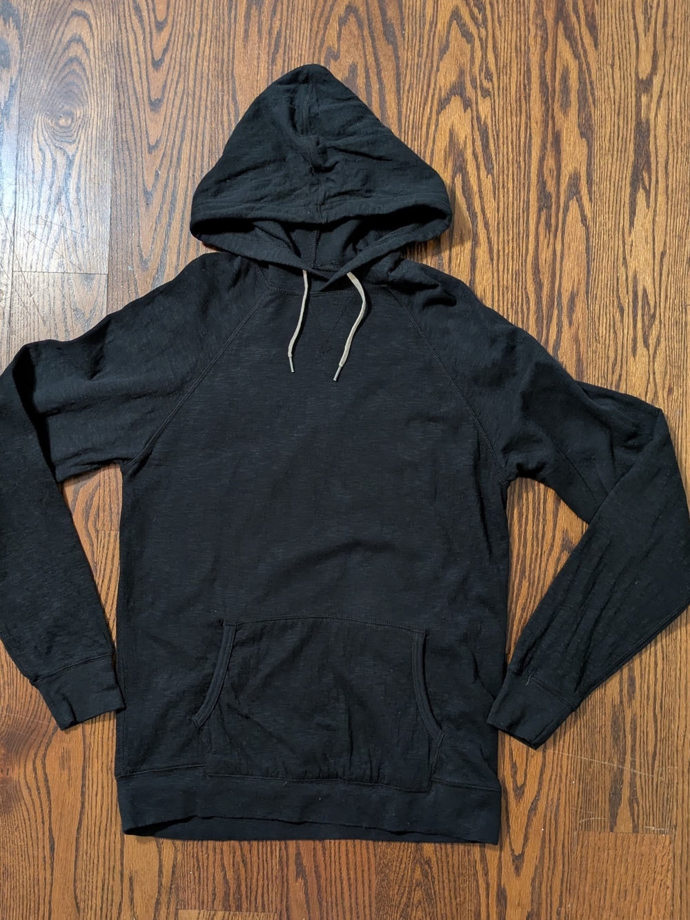 J.Crew Men’s Lightweight Slub Knit Cotton Hoodie Black L-Tall
